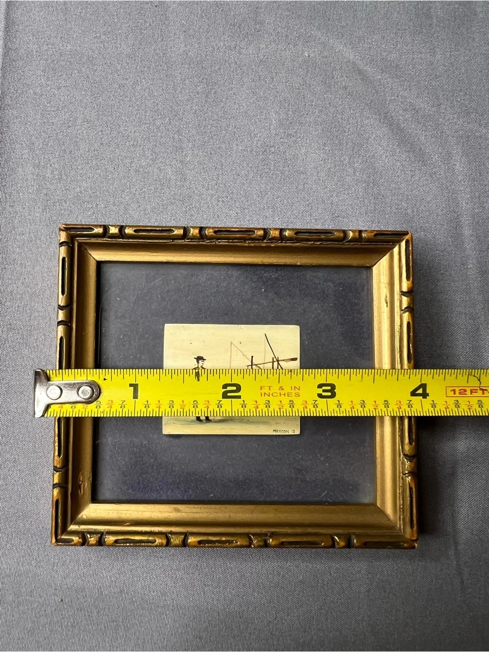 Miniature Hand Painted Asian Art Framed Set of 2 Signed 3x4 Vintage